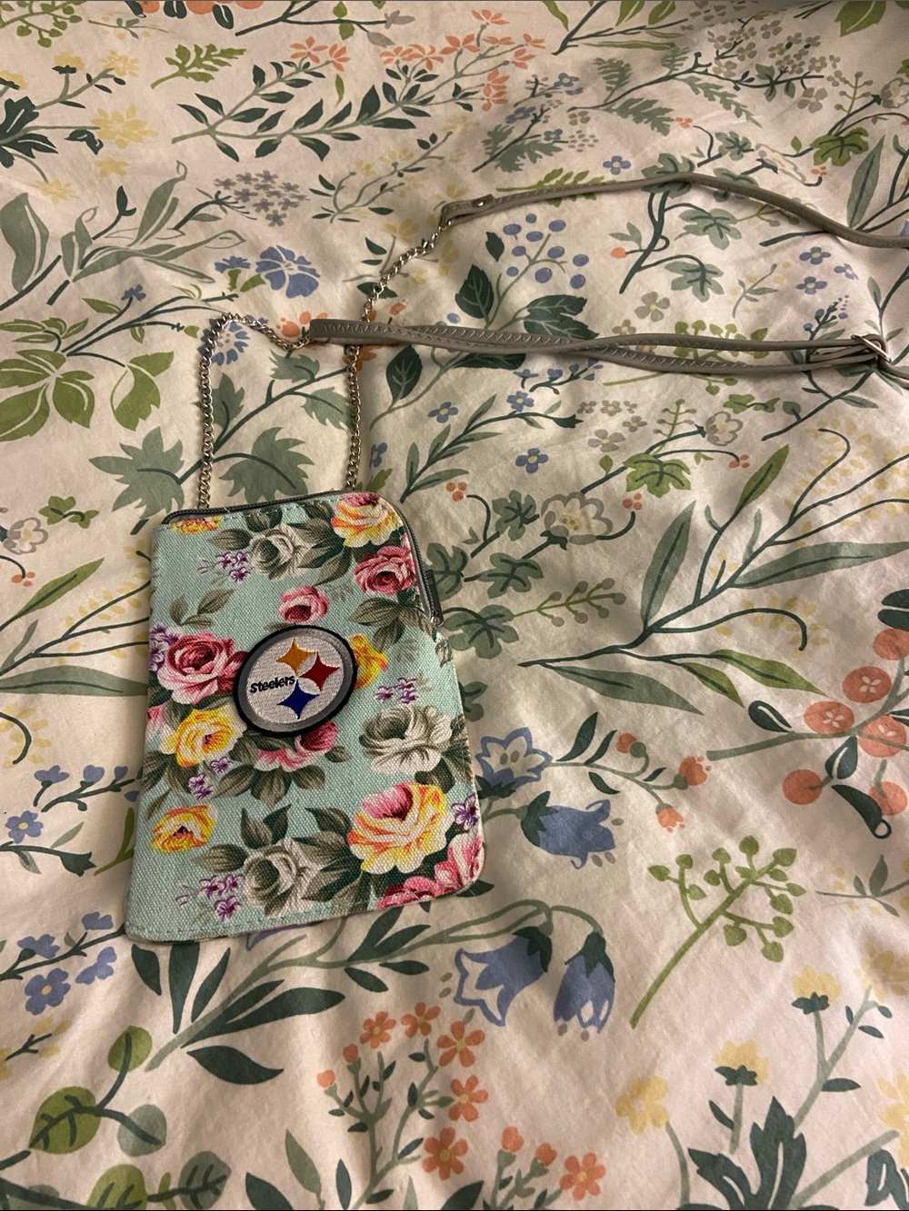 Floral Crossbody Card Case - Mint Floral
